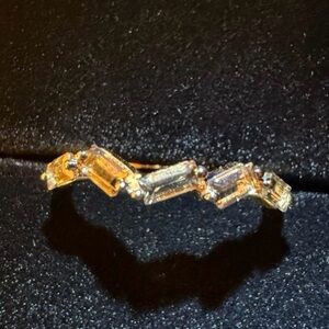 Le Vian 14K Strawberry Gold Baguette Cut Smokey Quartz Zig Zag Band Ring Sz6.5